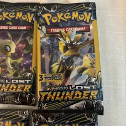 Pokemon Sun & Moon Lost Thunder (4) 3-Card Booster Packs Art Set 2018 Sealed - Image 4
