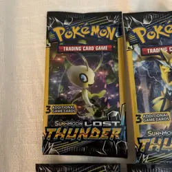 Pokemon Sun & Moon Lost Thunder (4) 3-Card Booster Packs Art Set 2018 Sealed - Image 5