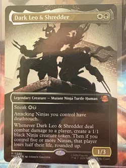 Dark Leo and Shredder - Borderless - Foil - 220 - MTG: TMNT - Image 1