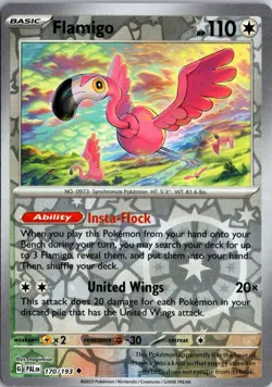 Flamigo 170/193 Uncommon Paldea Evolved Pokemon Reverse Holo Near Mint - Image 1