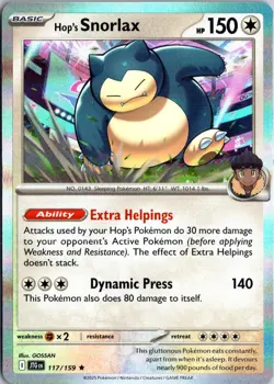 Hop's Snorlax 117/159 Rare Journey Together Pokemon Holo Near Mint - Image 1