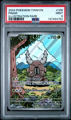 2024 POKEMON TWM EN-TWILIGHT MASQUERADE ILLUSTRATION RARE #168 PINSIR PSA 9 - Image 1