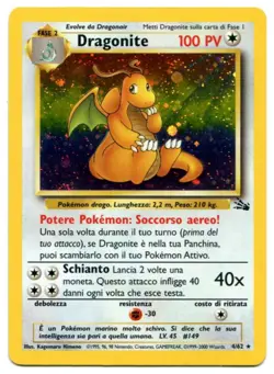 1999 Pokemon Dragonite Fossil Italian Holo Rare 4/62 EX Nice! Fast Ship - Image 1