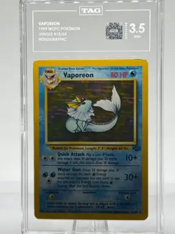 1999 Pokemon Jungle Vaporeon 12/64 Holo Rare NM English |TAG 3.5 VG+ - Image 1