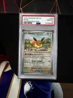 Eevee 074/131 Pokemon Day 2025 Stamp Promo Prismatic Evolutions PSA 10 - Image 1