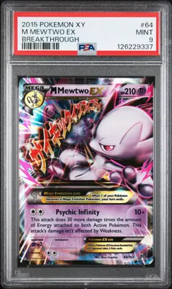 2015 POKEMON XY BREAKTHROUGH M MEWTWO EX #64 PSA 9 MINT #126229337 - Image 1