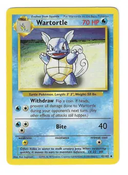 Wartortle 42/102 - Base Set - Unlimited - Vintage Pokemon TCG - WoTC 1999 - LP - Image 1