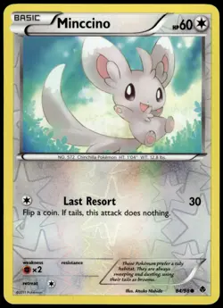 Minccino 84/98 Emerging Powers Reverse Holo Common NM Pokemon 2011 - Image 1