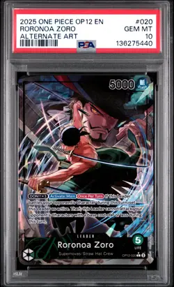 2025 ONE PIECE OP12-LEGACY OF THE MASTER ALTERNATE ART #020 RORONOA ZORO PSA 10 - Image 1