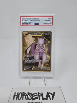 2025 POKEMON DRI EN-DESTINED RIVALS HYPER RARE TEAM ROCKET'S MEWTWO EX PSA 10 - Image 1