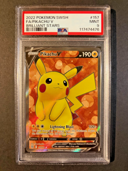 PSA 9 Pokemon Pikachu V 157/172 Brilliant Stars Full Art Ultra Rare - Image 1