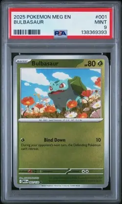 BULBASAUR #001 PSA 9 2025 POKEMON MEG EN-MEGA EVOLUTION REVERSE HOLO - Image 1