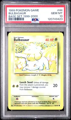 1999 POKEMON GAME BASE SET 1999-2000 #44 BULBASAUR PSA 10 - Image 1