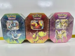 Eevee Evolutions Tin Set Pokemon TCG Vaporeon Flareon Jolteon GX 3 Tins 2019 - Image 1