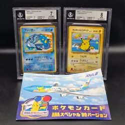 Set Pokemon ANA 1999 Promo - Flying Pikachu BGS 8 & Articuno BGS 7 + Booklet - Image 1