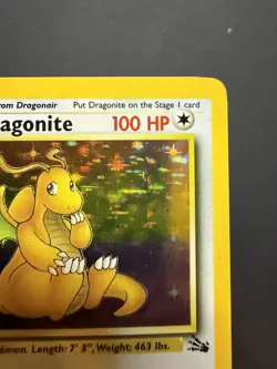 1999 Pokemon TCG Fossil Unlimited Dragonite Holo 4/62 LP - Image 3