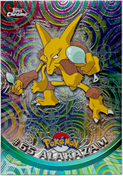 2000 Topps Chrome Pokemon Card Alakazam #65 NM-LP+ Condition - Image 1