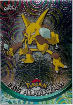 2000 Topps Chrome Pokemon Card Alakazam #65 NM-LP+ Condition - Image 2