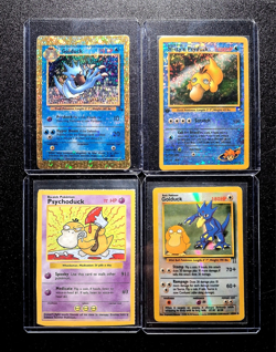 Pokemon WOTC 4 Card Lot Golduck Psyduck Holo VINTAGE VENDING MACHINE STICKERS - Image 1