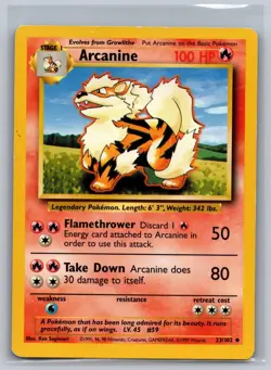 Arcanine 23/102 Uncommon Base Set Unlimited Pokemon Lightly Played - Image 1
