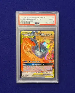 PSA 9 Moltres & Zapdos & Articuno GX #44 Hidden Fates 2019 Pokemon MINT - Image 1