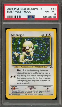Pokemon Smeargle Neo Discovery Unlimited Holo Rare #11 PSA 8 - Image 1