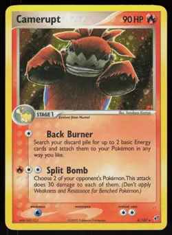 Pokemon Camerupt 4/107 Deoxys Holo Rare Heavily Played - Image 1