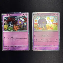 Drifloon 005 & Drifblim 006 BLACK STAR PROMO COSMOS HOLO MEGA EVOLUTION Pokemon - Image 1
