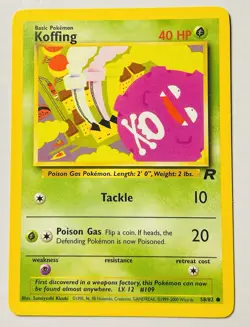 Koffing 58/82 Common Team Rocket Pokemon Unlimited LP Card SEE DESCRIPTION - Image 1