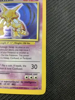 Pokemon TCG Alakazam Base Set Holo Card 1/102 Unlimited Holo Rare Mp - Image 2
