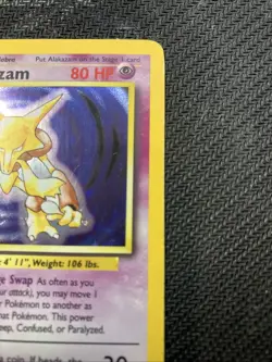 Pokemon TCG Alakazam Base Set Holo Card 1/102 Unlimited Holo Rare Mp - Image 3