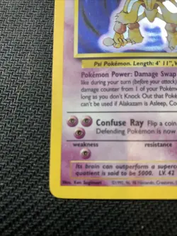 Pokemon TCG Alakazam Base Set Holo Card 1/102 Unlimited Holo Rare Mp - Image 5