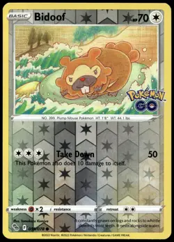 Bidoof 059/078 Common Pokemon GO Pokemon Reverse Holo Near Mint - Image 2