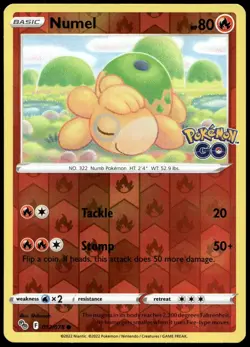 Numel 013/078 Common Pokemon GO Pokemon Reverse Holo Near Mint - Image 2