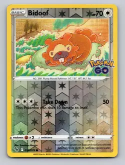 Bidoof 059/078 Common Pokemon GO Pokemon Reverse Holo LP - Image 1