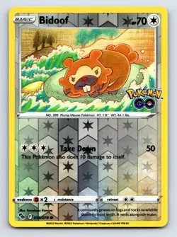 Bidoof 059/078 Common Pokemon GO Pokemon Reverse Holo Near Mint - Image 1