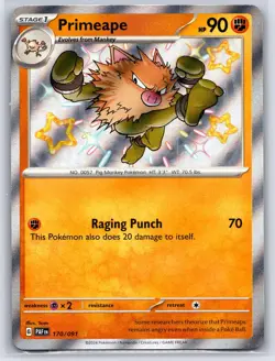 PRIMEAPE 170/091 PALDEAN FATES SHINY RARE POKEMON NEAR MINT - Image 1