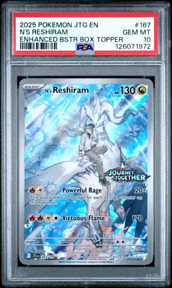 2025 POKEMON JTG EN-JOURNEY TOGETHER #167 N'S RESHIRAM PSA 10 - Image 1