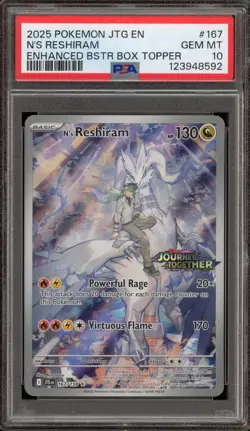 Pokemon N's Reshiram Journey Together Enhanced Bx. Topper Promo #167 PSA 10 - Image 1