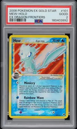 2006 POKEMON EX DRAGON FRONTIERS GOLD STAR #101 MEW-HOLO PSA 2 - Image 1