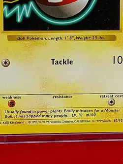 VOLTORB *MISPRINT-"MONSTER BALL"* RARE BASE SET 1999 POKEMON CARD PC-101 - Image 2