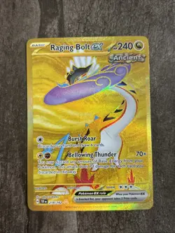 Pokemon TCG Raging Bolt EX Scarlet & Violet Temporal Forces 218/162 Gold Card - Image 1