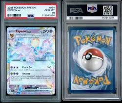 2025 Pokemon PRE EN Espeon EX PSA 10 GEM MINT Prismatic Evolutions - Image 3