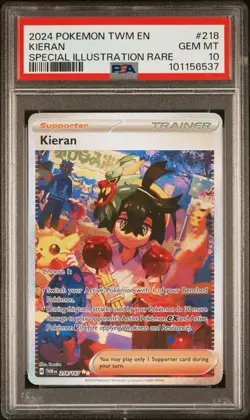 2024 POKEMON TWM EN-TWILIGHT MASQUERADE SPECIAL ILLUSTRATION RARE KIERAN PSA 10 - Image 1
