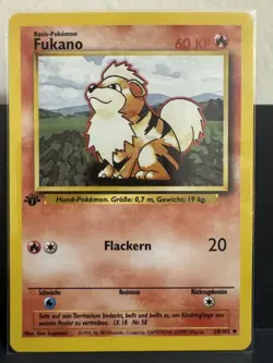 Growlithe 28/102 Base Set German 1st Edition 1999 Pokemon Near Mint - Image 1