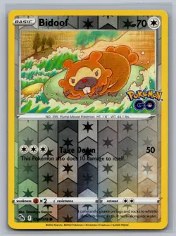 Bidoof 059/078 Common Pokemon GO Pokemon Reverse Holo Near Mint - Image 1