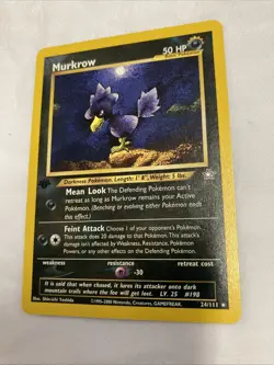 2000 1st Edition Murkrow 24/111 Neo Genesis Non-Holo POKEMON Card NM - Image 1