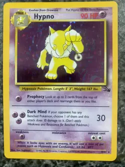 1999 Pokemon TCG Hypno 8/62 Fossil Set Holo Rare Card Vintage NM - Image 1