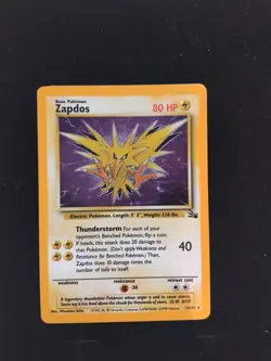 LP Pokemon TCG - Zapdos - 15/62 - Fossil - Holo card - Image 1