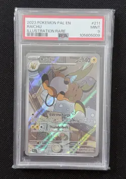 Pokemon Sv02: Paldea Evolved Raichu Holo Illustration Card 211/193 PSA 9 Mint - Image 1